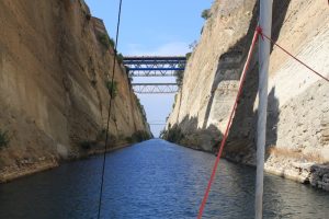 Travelling through the Corinth Canal, Greece