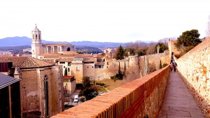 Girona's city walls walk, Catalonia, Spain