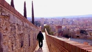Girona's city walls walk, Catalonia, Spain