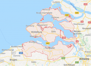 A map of The Netherland's Zeeland province
