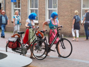 Dutch girls cycling, Middleburg, Zealand, The Netherlands
