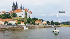 A panorama view from Meißen's bridge across to the castle