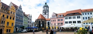 Meißen panorama view of the main square, Germany