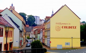 Colditz welcome sign as you enter the town