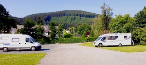 A picture of our camper van nestled in the heart of Schmallenberg in Germany