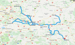 Krakow Road Trip map, Poland