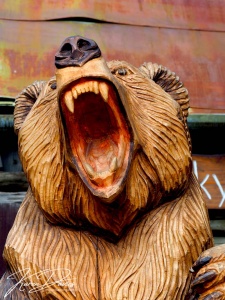 Vlkolinec bear wood carving, Slovakia