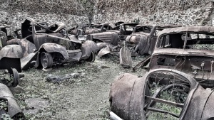 Oradour graveyard - for cars, Oradour sur glane, France