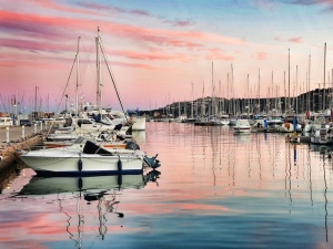 Sunset harbour Denia. Spain