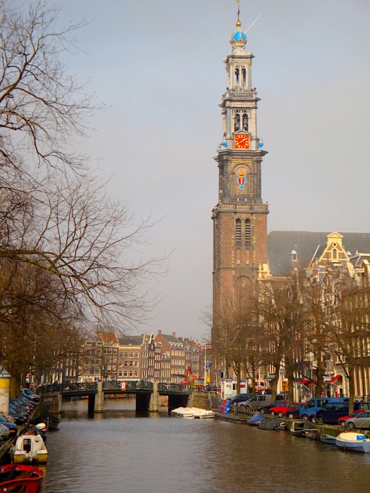 Amsterdam towering church spire, The Netherlands