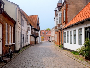 Ribe cobbled street, Ribe, Denmark