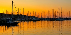 Izola sunset boats
