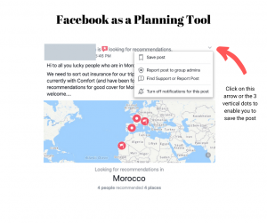 Facebook Planning Tool for travellers