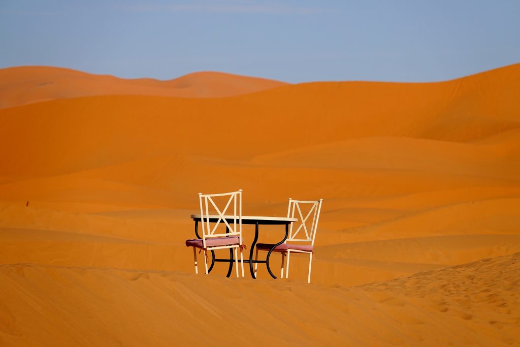 Seats in the desert dunes