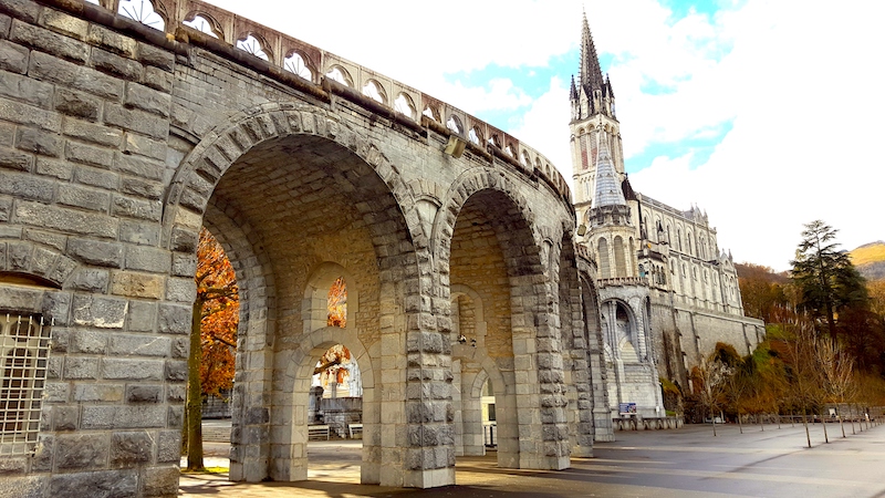 Lourdes cathedral walkway