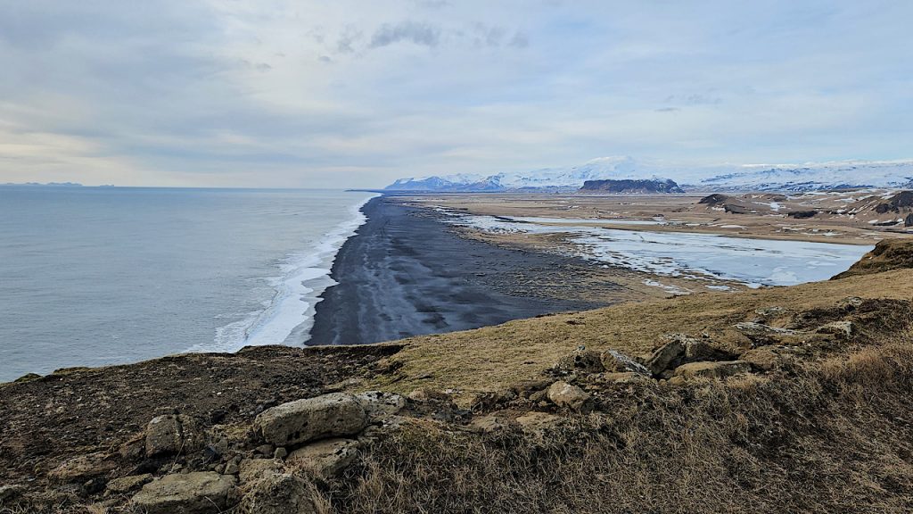 Views across the Black Beach Iceland