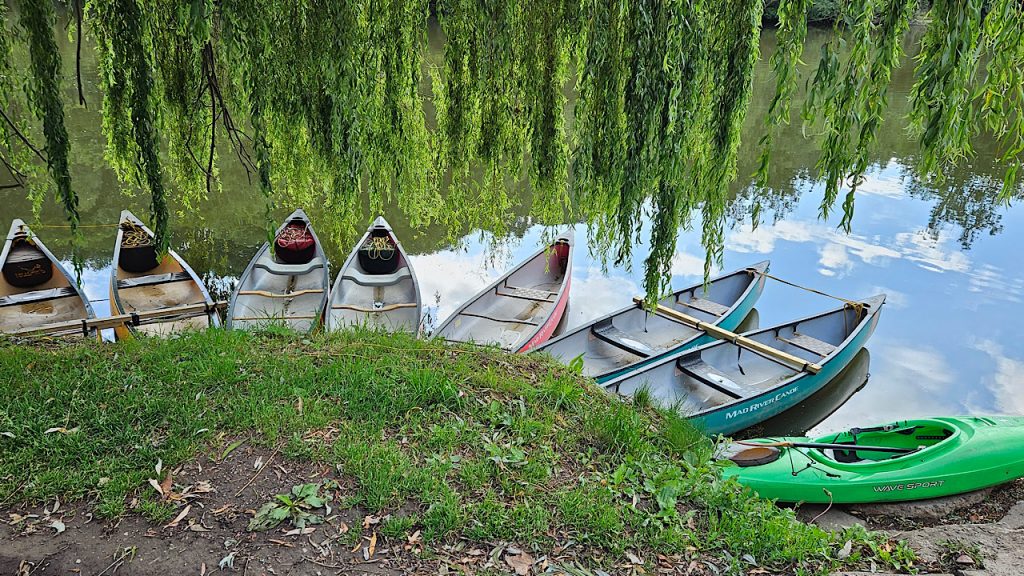 Canoes on the river Wye