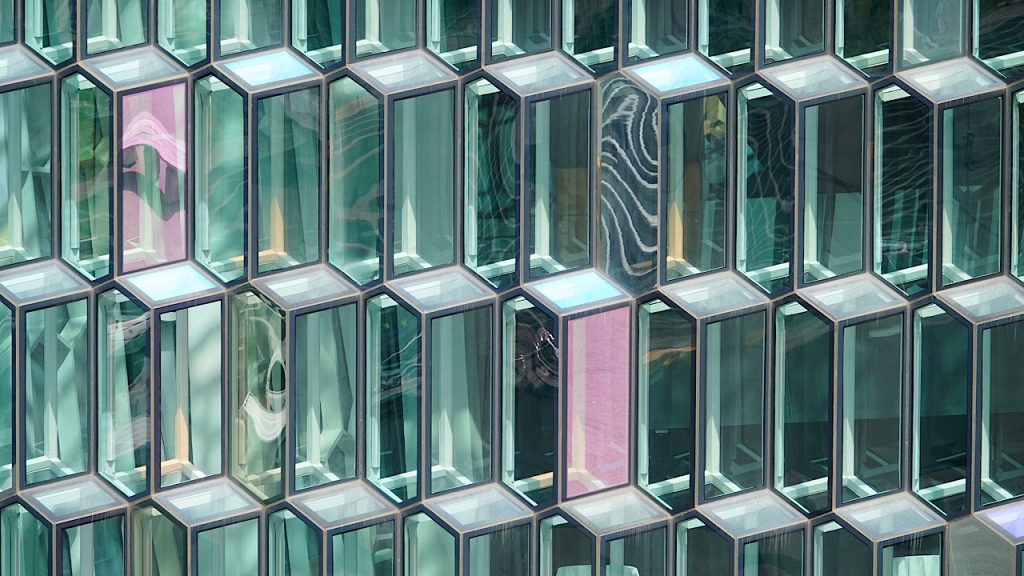 Abstract image of the Harpa building in Reykjavik 